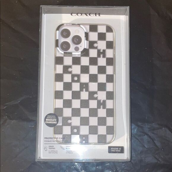 Coach Black and White Checkered Phone Case - Picture 2 of 3